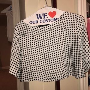 Cropped mink pink checkered top